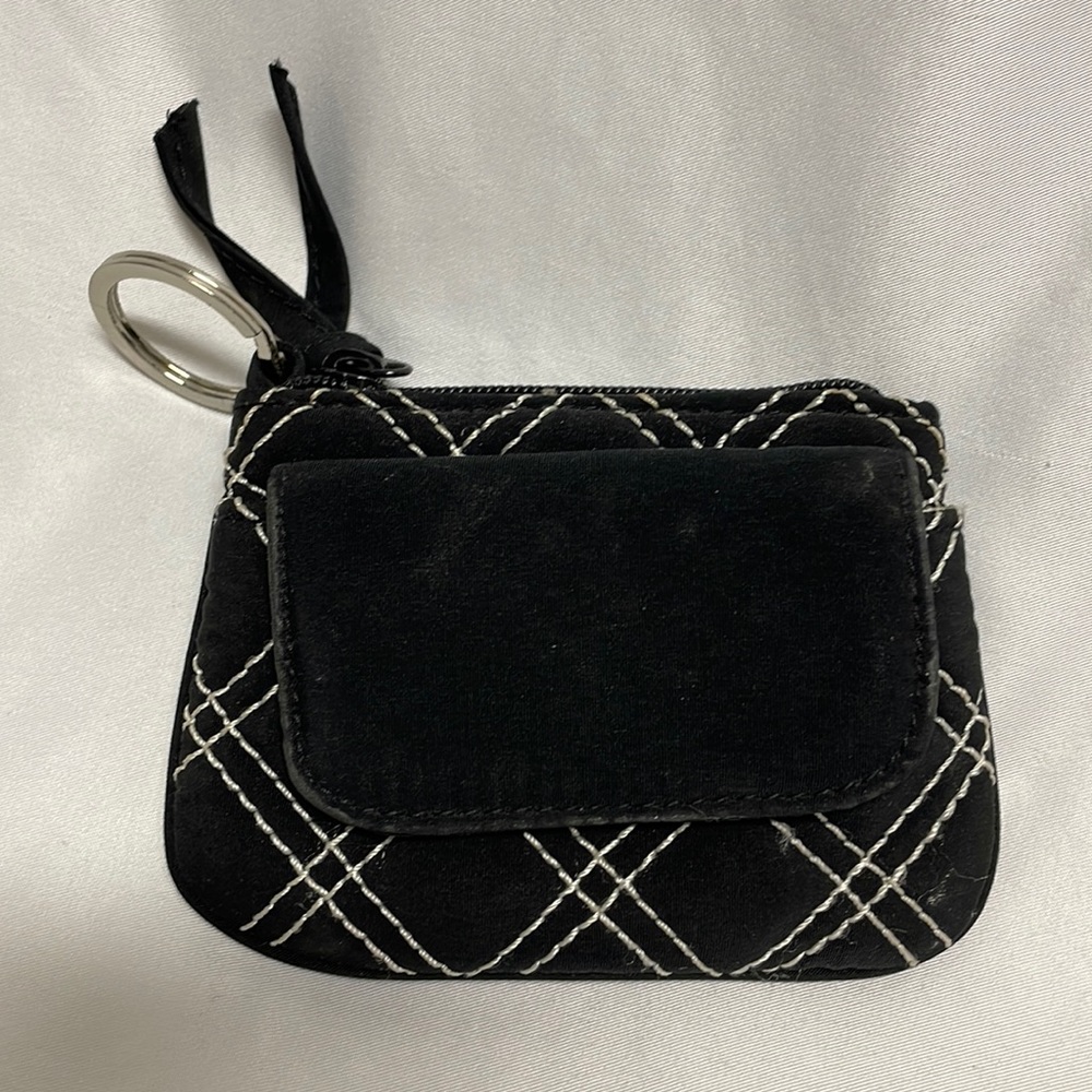 Vera Bradley Black White Keychain Change Purse